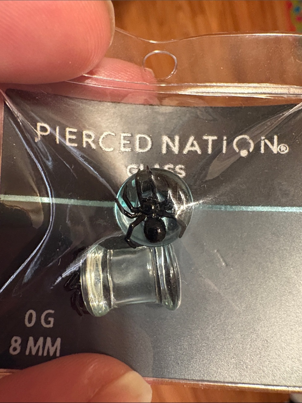 Pierced Nation Black Spider Plug Earrings - 8mm New (Unopened)